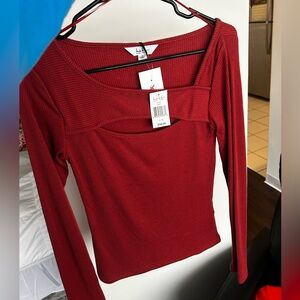 Nicole Miller Red Cut Out Blouse